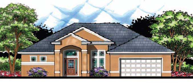 This is the front elevation for these Traditional House Plans.