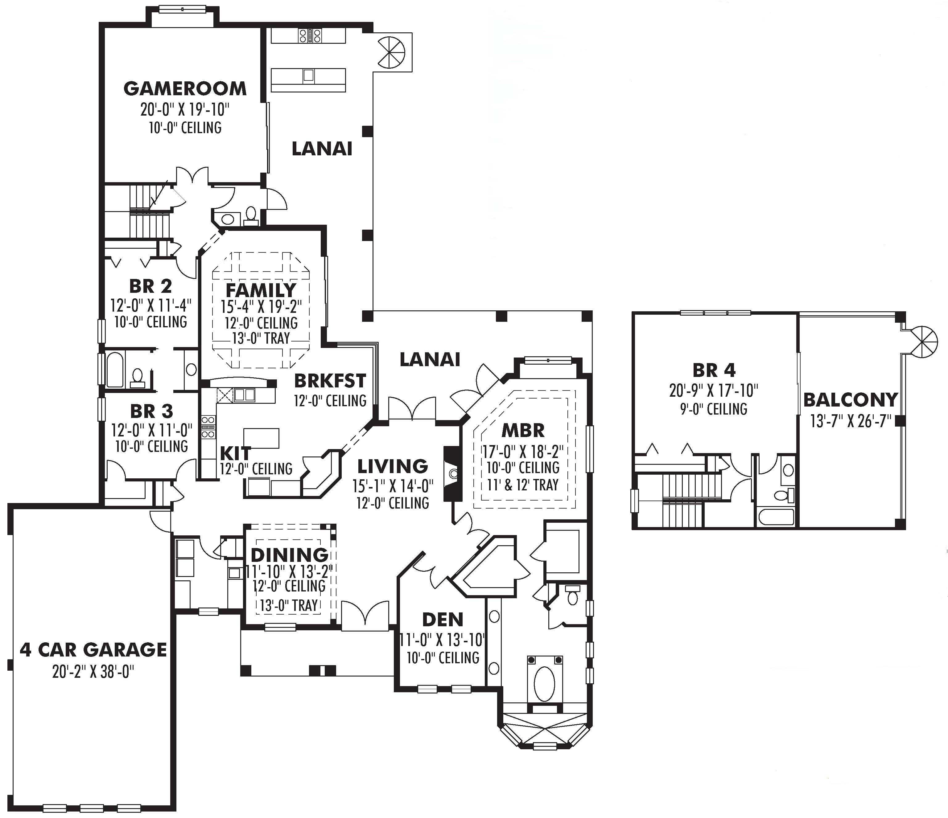 Floor Plan First Story of Mediterranean Plan #159-1088