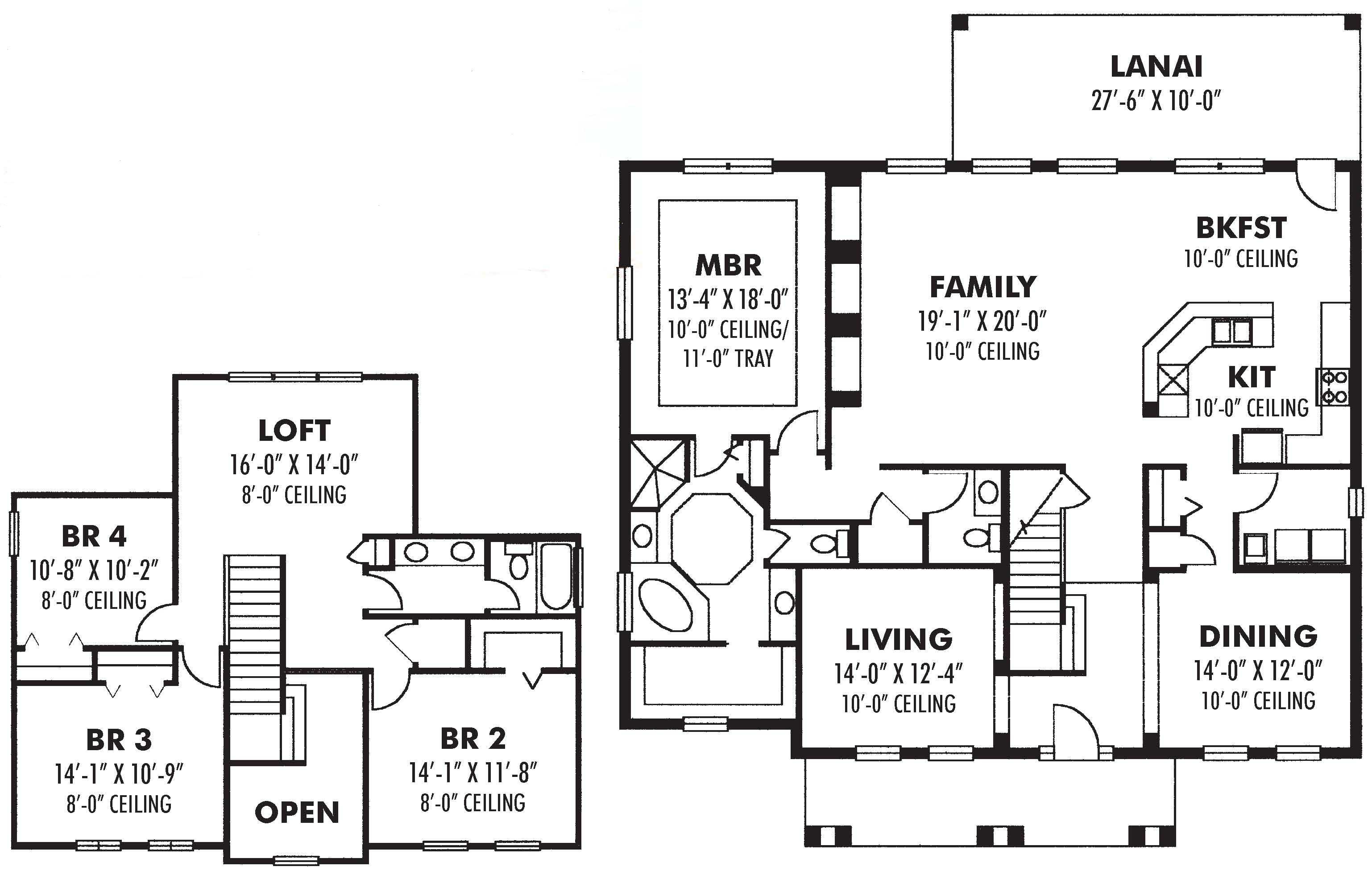 Floor Plan First Story of Country Plan #159-1089