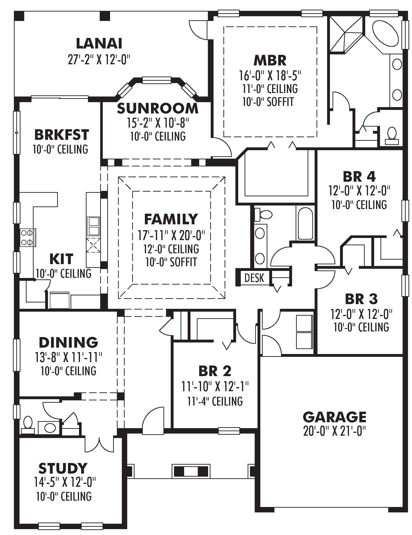 Floor Plan First Story of European Plan #159-1092
