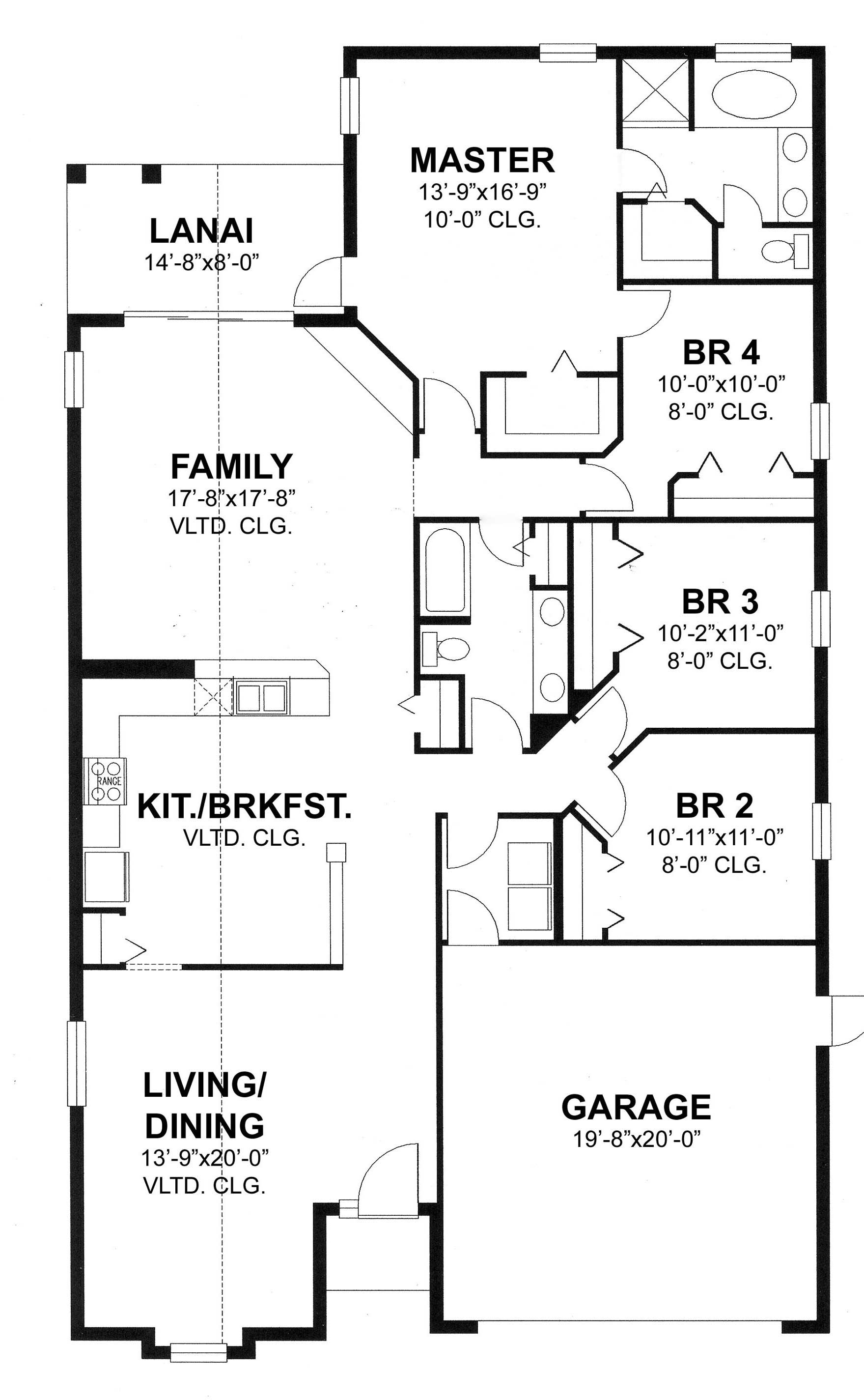 Floor Plan First Story of Ranch Plan #159-1094