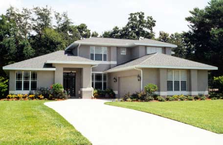 This is a color photo of these Prairie House Plans.