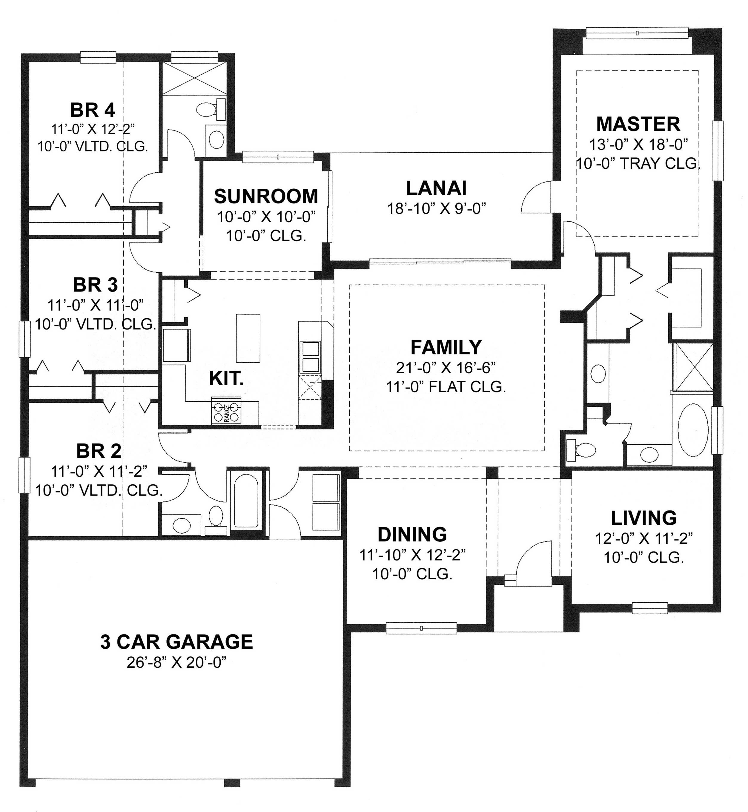Floor Plan First Story of Country Plan #159-1096