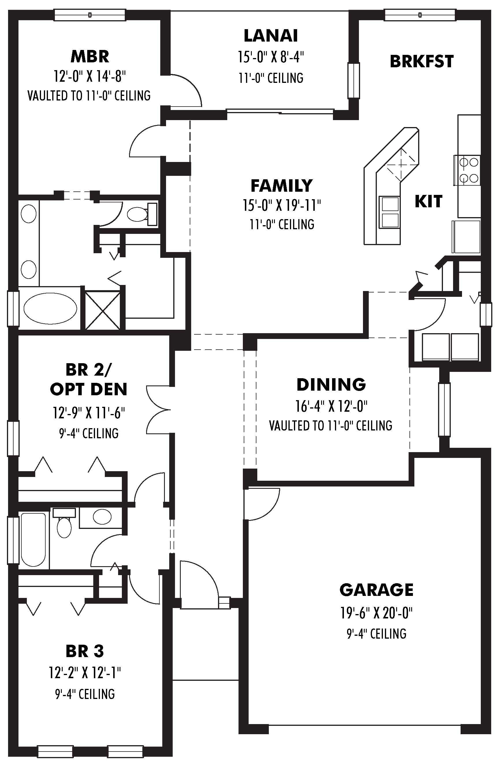 Floor Plan First Story of European Plan #159-1097