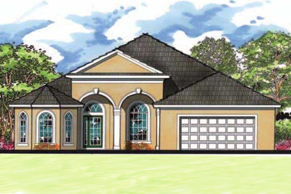 Mediterranean style home plan (ThePlanCollection: House Plan #159-1099)