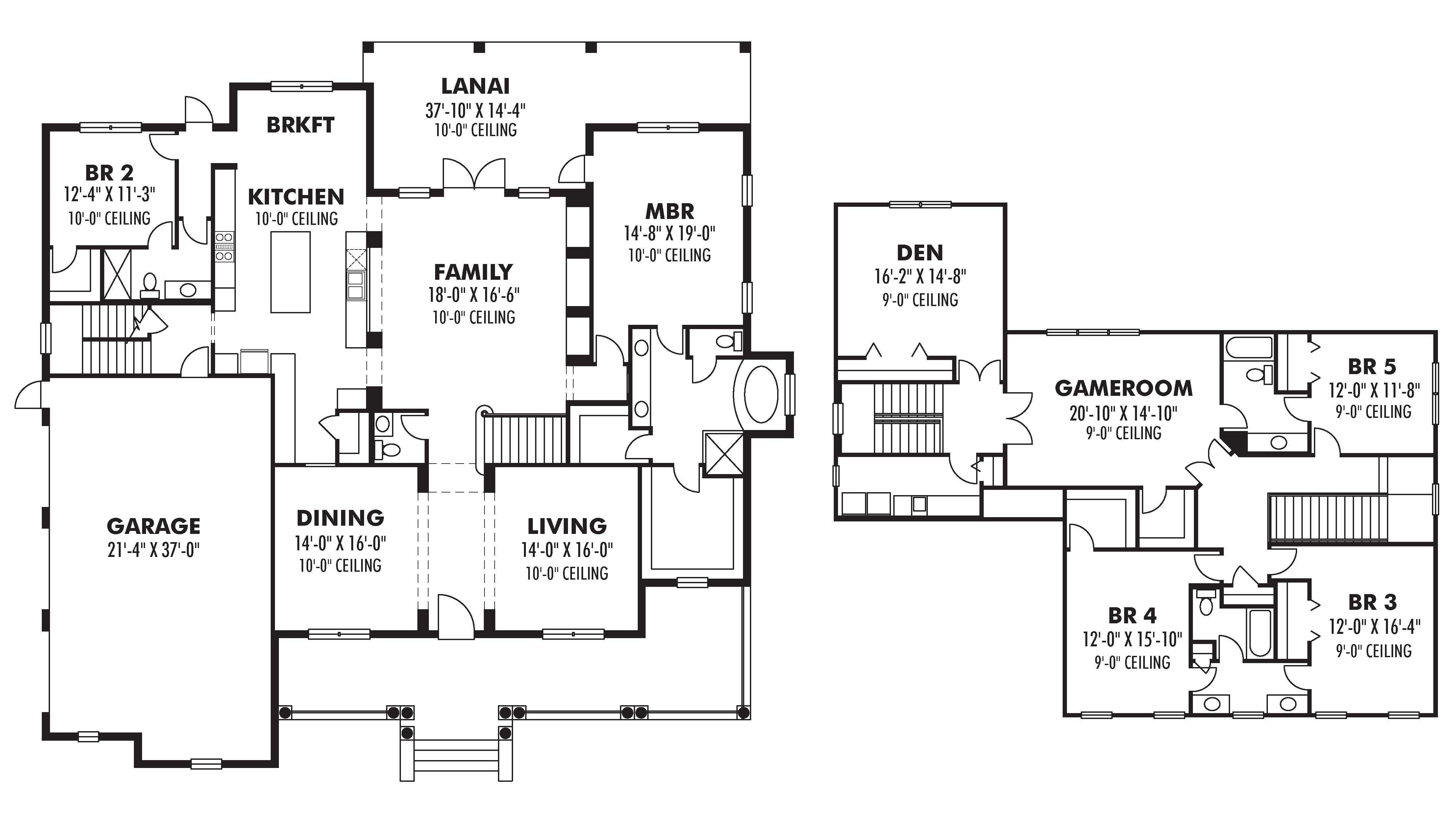Floor Plan First Story of Colonial Plan #159-1100