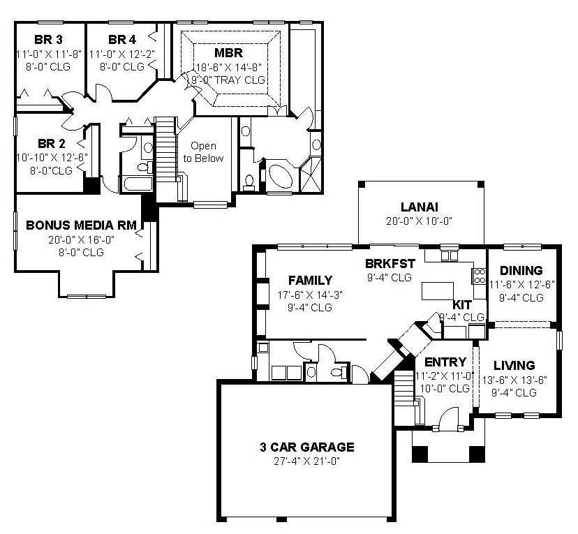 Floor Plan First Story of Traditional Plan #159-1101