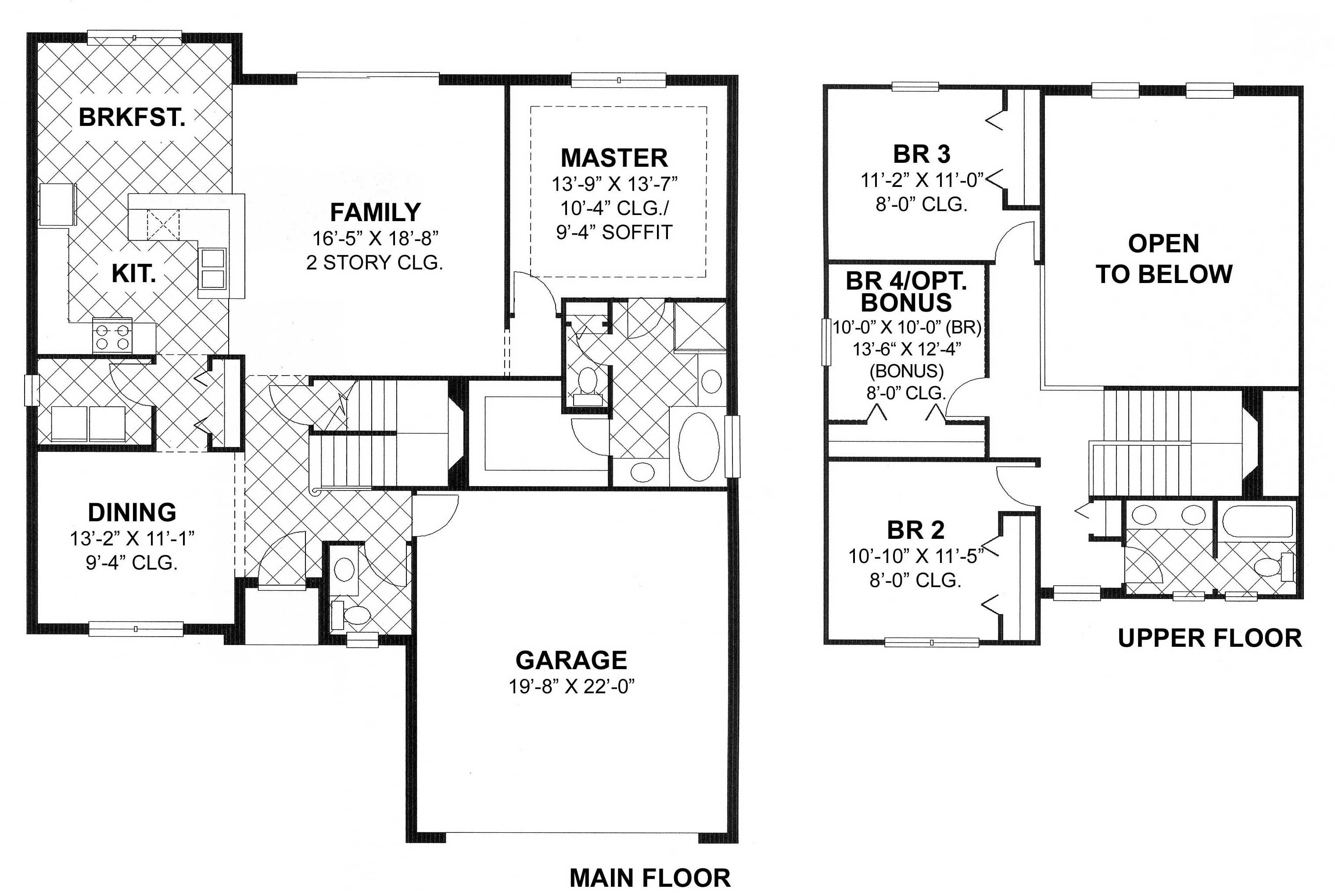Floor Plan First Story of Country Plan #159-1102