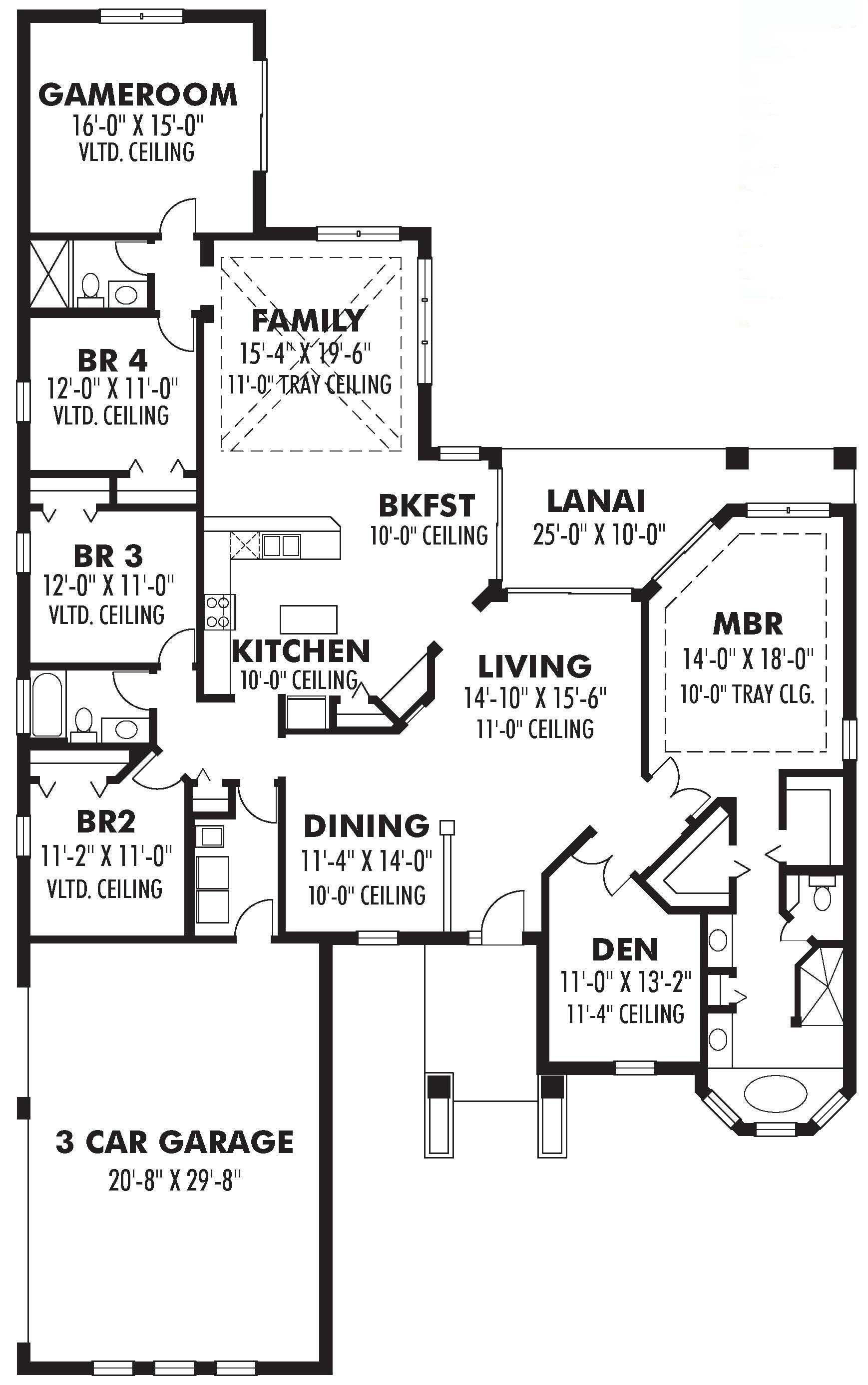 Floor Plan First Story of Mediterranean Plan #159-1107