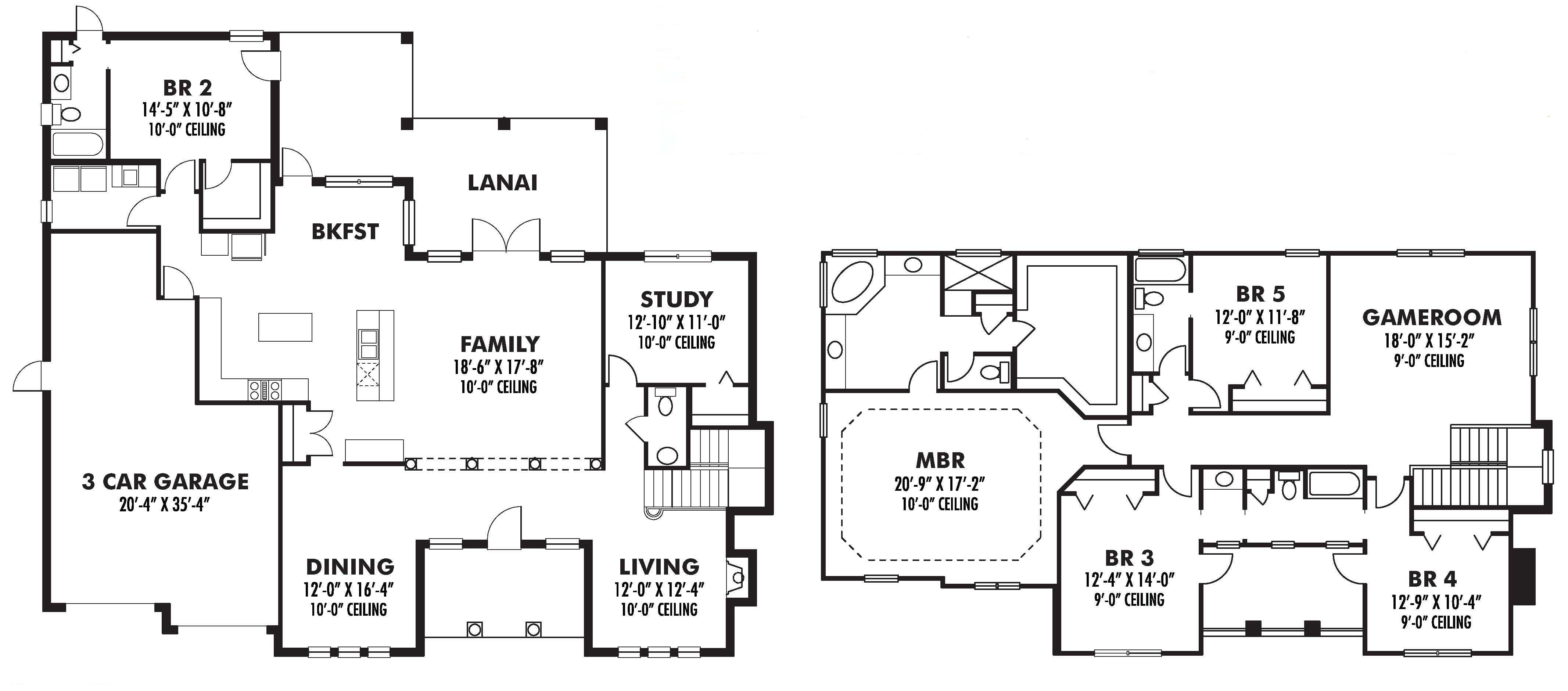 Floor Plan First Story of European Plan #159-1108