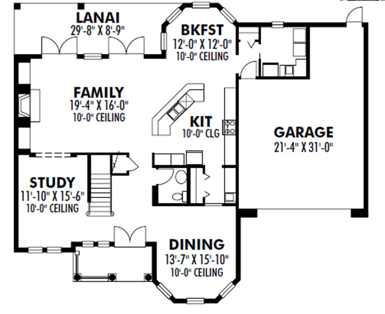 Floor Plan First Story of Mediterranean Plan #159-1110