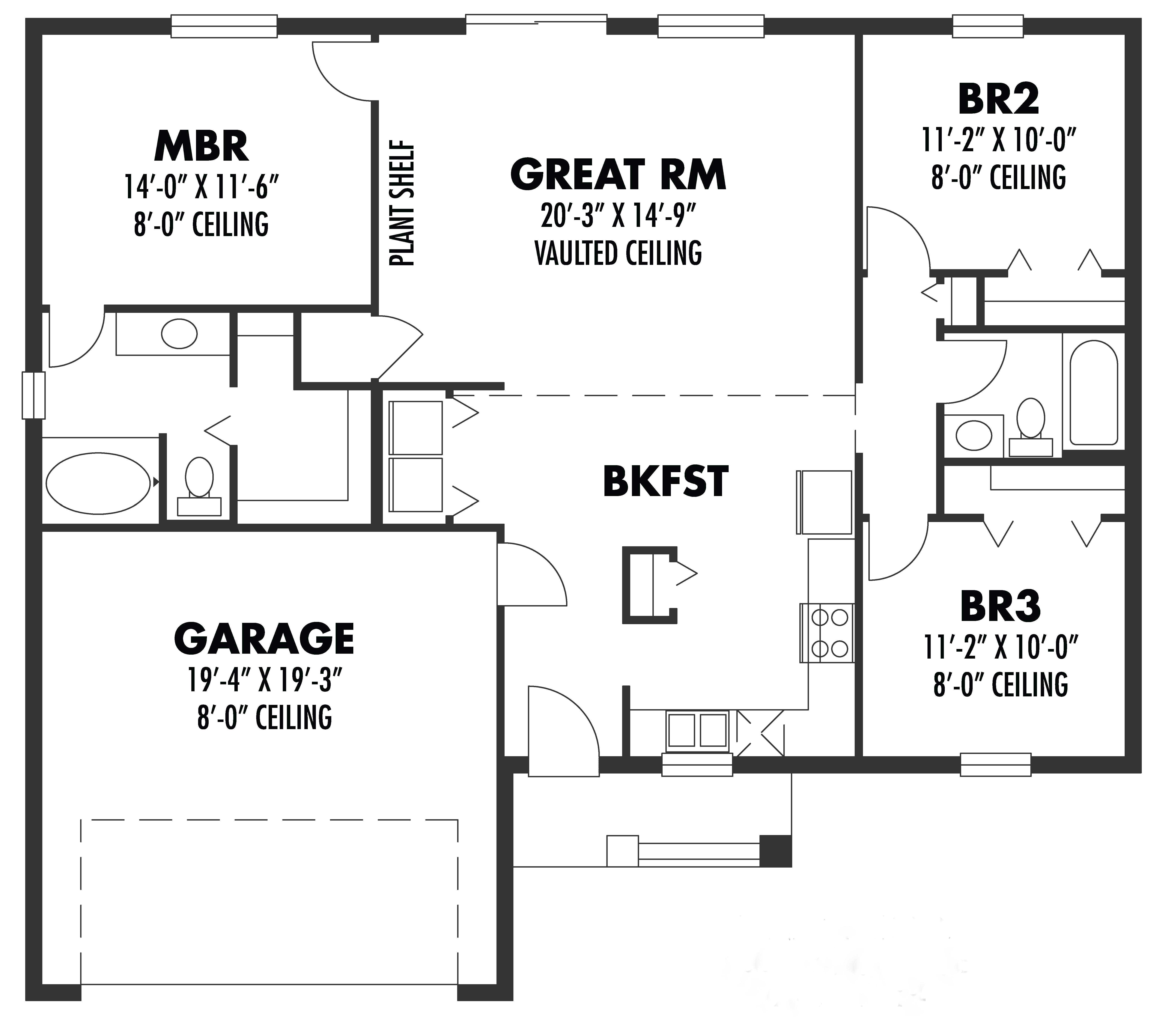 Floor Plan First Story of European Plan #159-1112