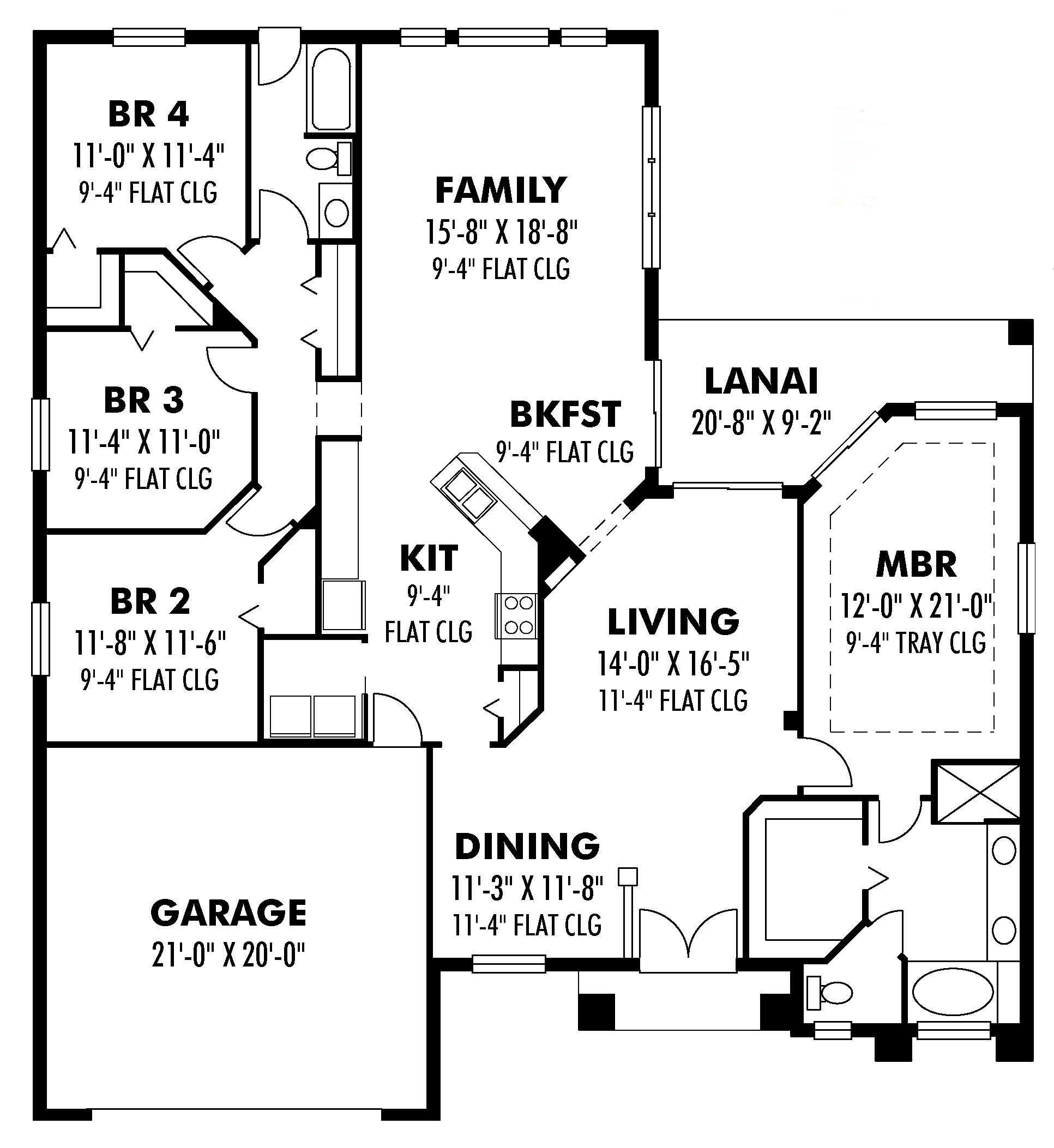 Floor Plan First Story of Country Plan #159-1114