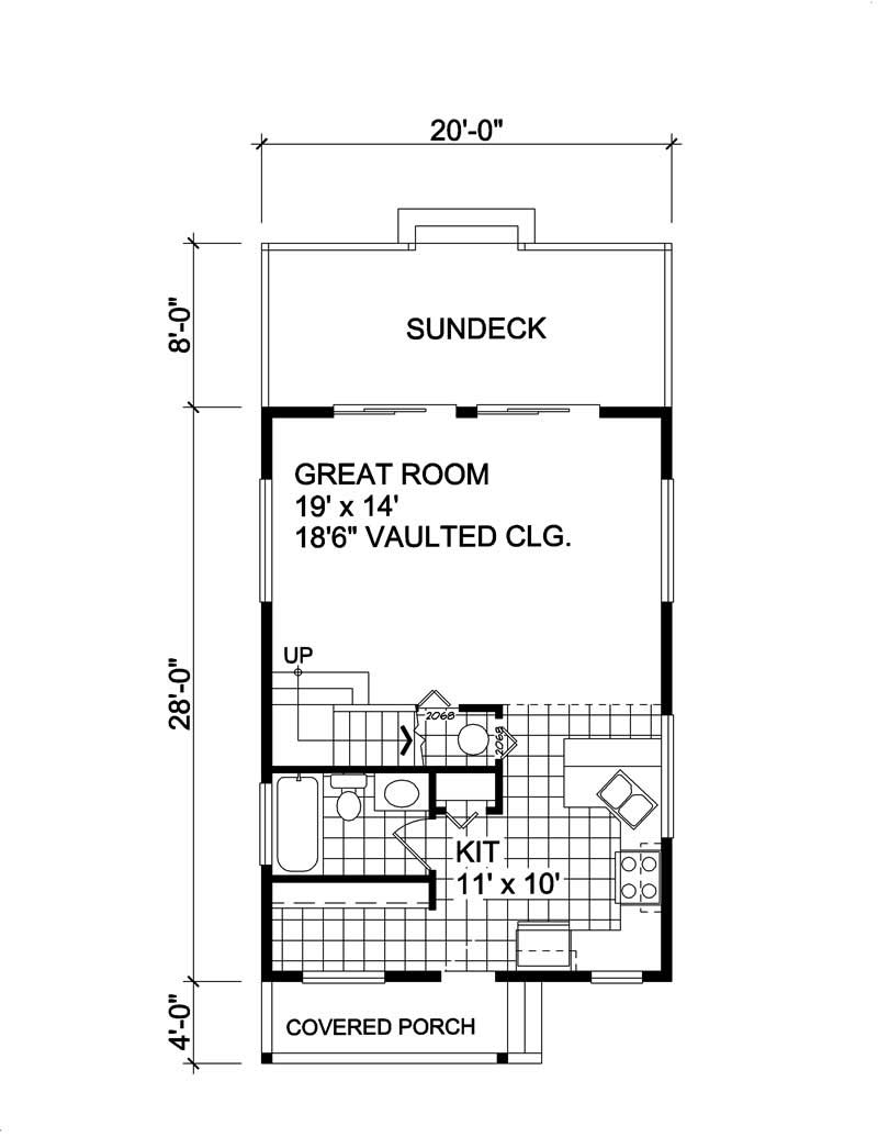 Floor Plan First Story of Log Cabin Plan #160-1000