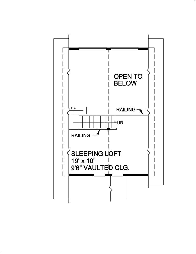 Floor Plan Second Story of Log Cabin Plan #160-1000