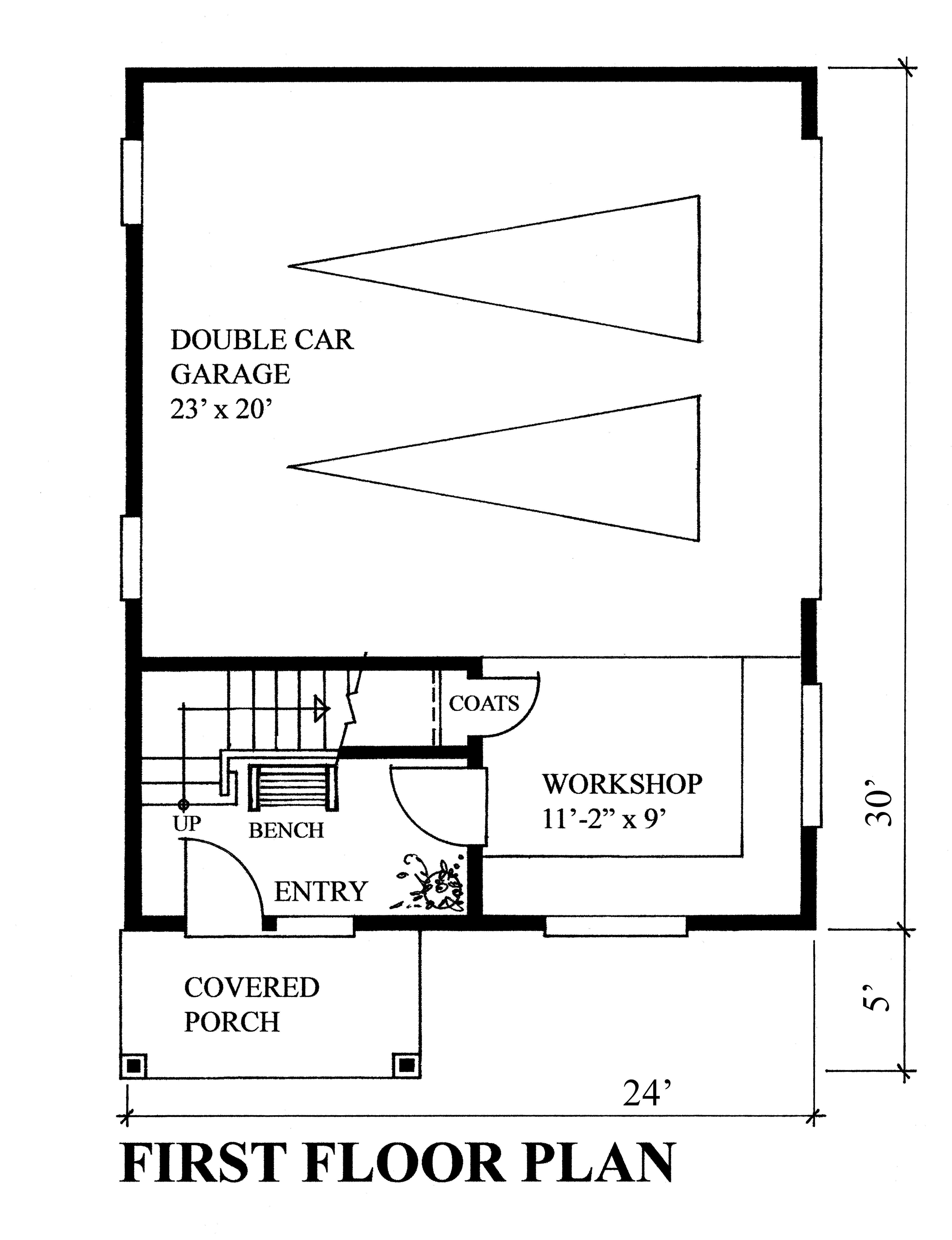 Floor Plan First Story of Garage Plan #160-1001