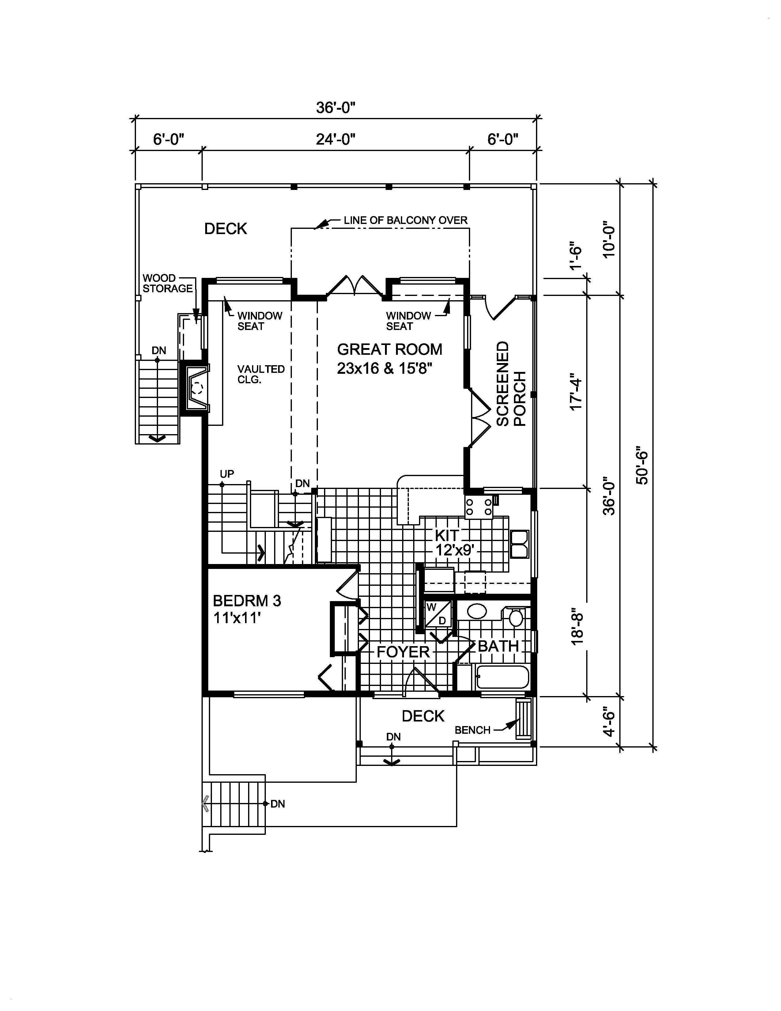 Floor Plan First Story of Craftsman Plan #160-1002