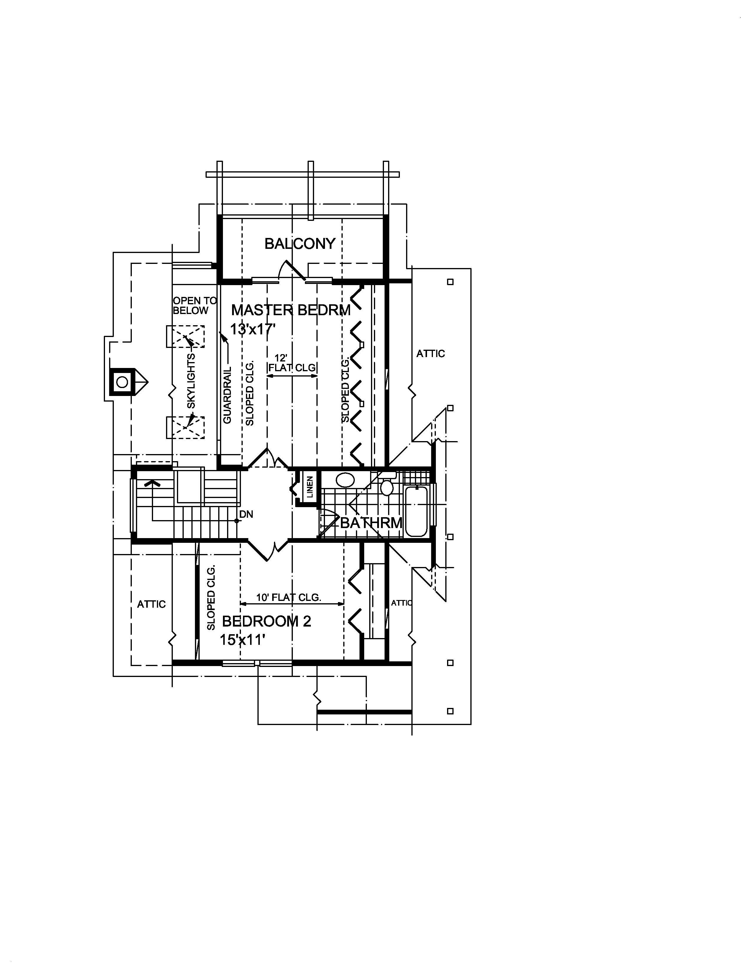 Floor Plan Second Story of Craftsman Plan #160-1002