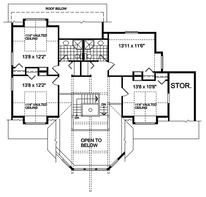 Floor Plan Second Story of Log Cabin Plan #160-1004