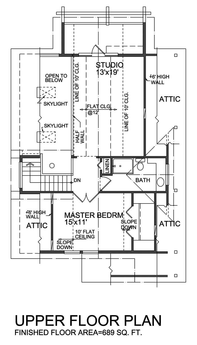 Floor Plan Second Story of Log Cabin Plan #160-1005