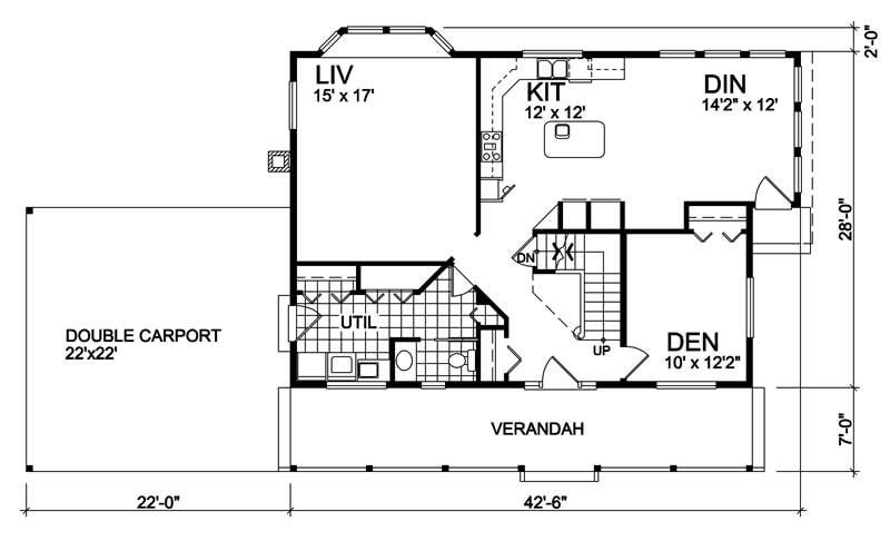 Floor Plan First Story of Country Plan #160-1006