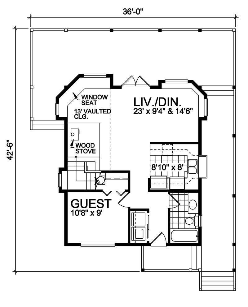 Floor Plan First Story of Country Plan #160-1007