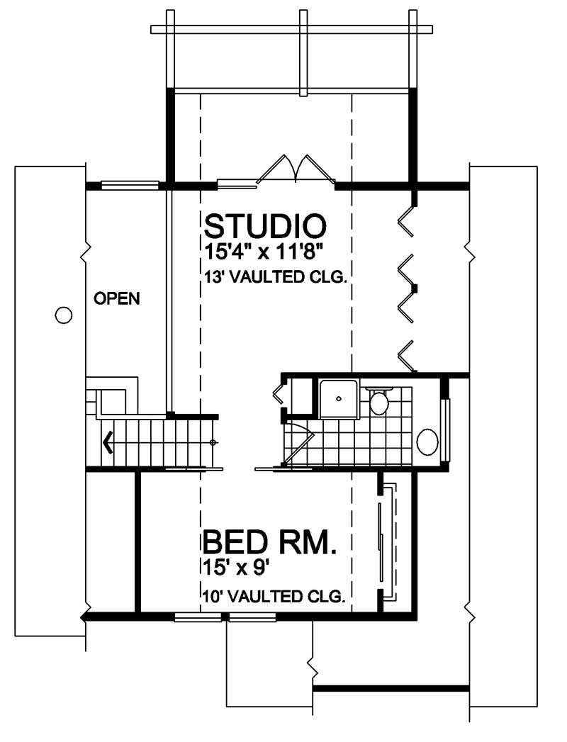 Floor Plan Second Story of Country Plan #160-1007