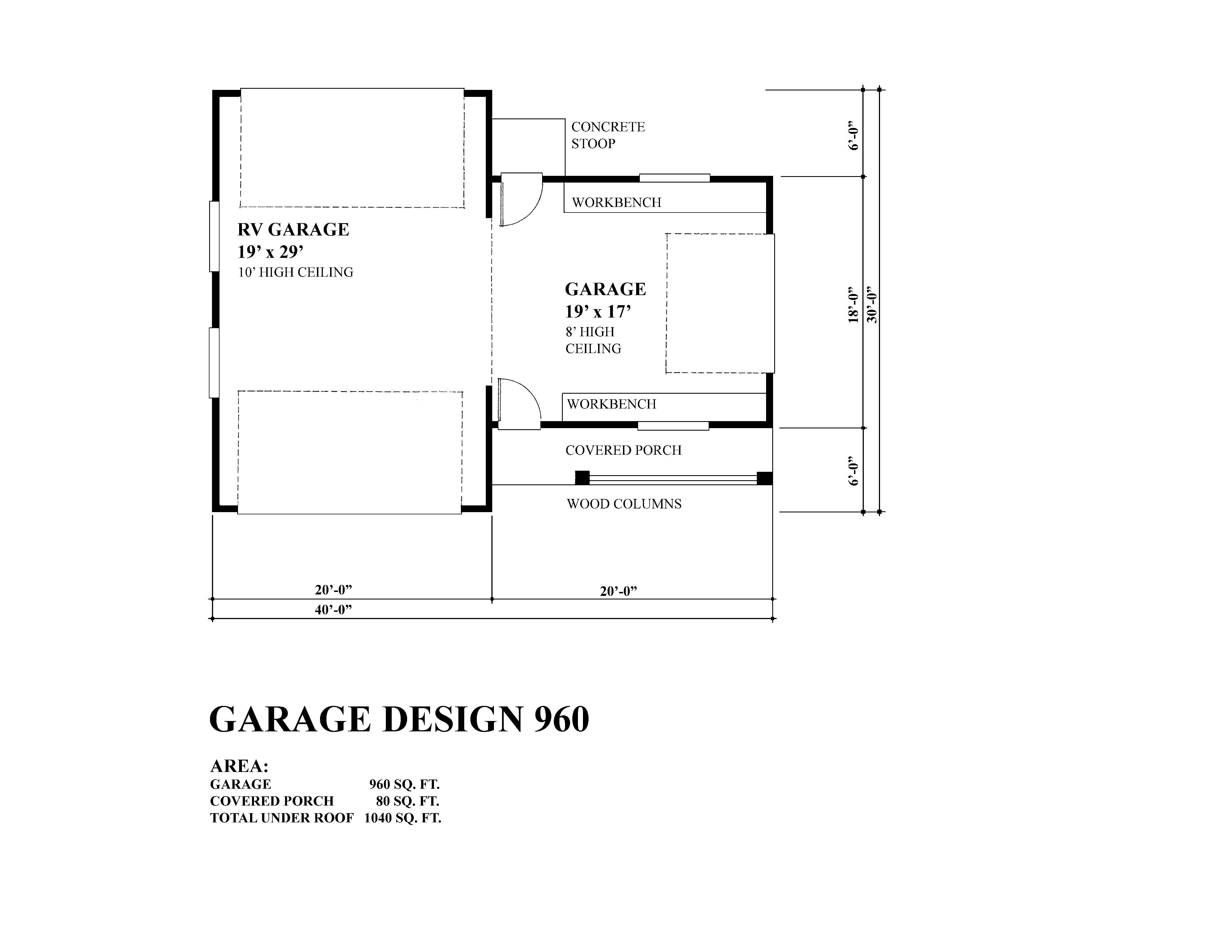 Floor Plan First Story of Garage Plan #160-1008
