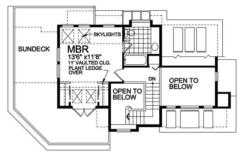 Floor Plan Second Story of Log Cabin Plan #160-1009