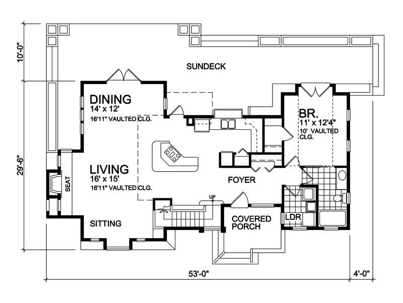 Floor Plan First Story of Log Cabin Plan #160-1012