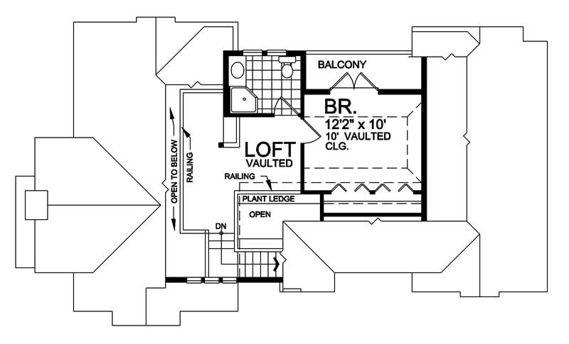 Floor Plan Second Story of Log Cabin Plan #160-1012