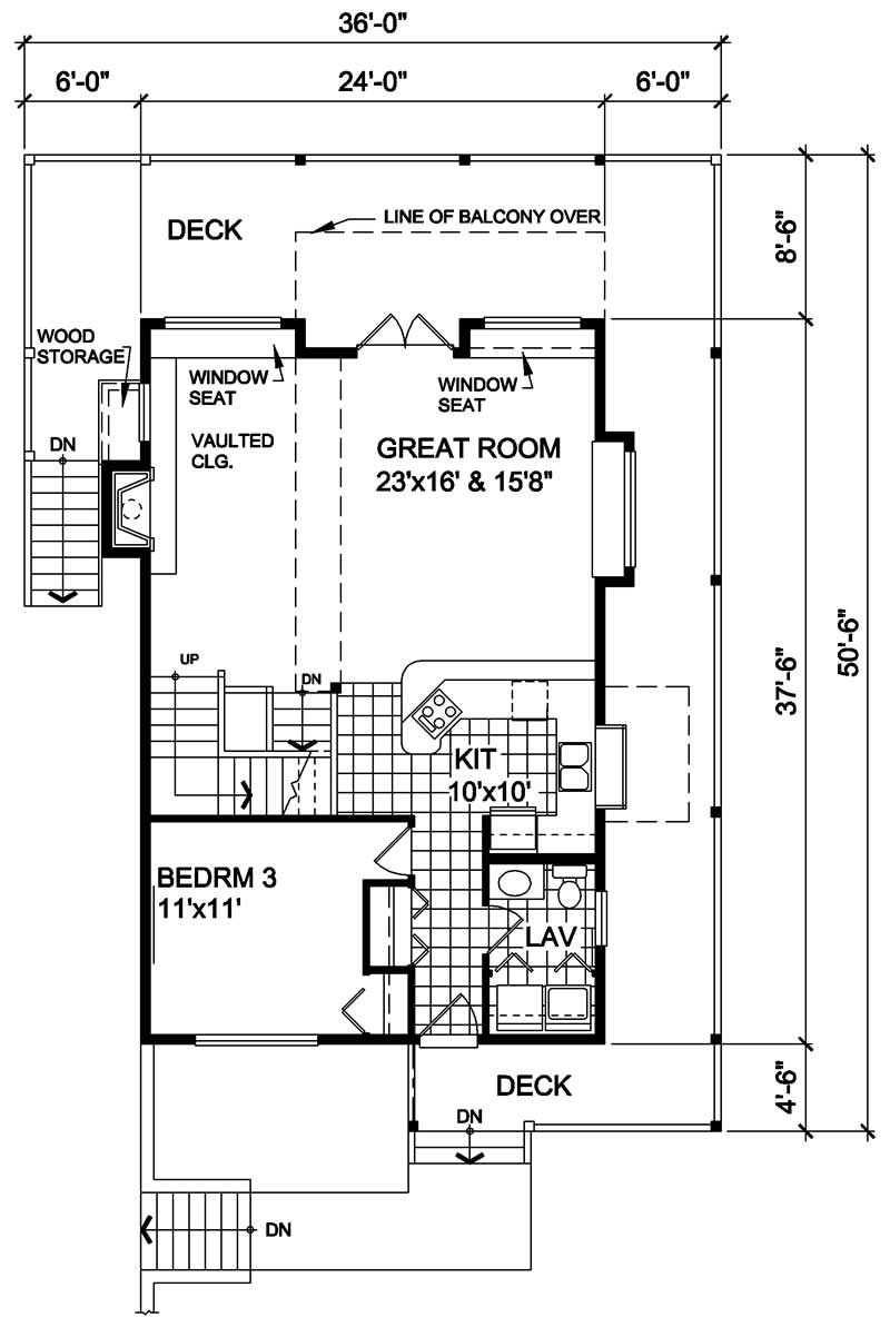 Floor Plan First Story of Log Cabin Plan #160-1013