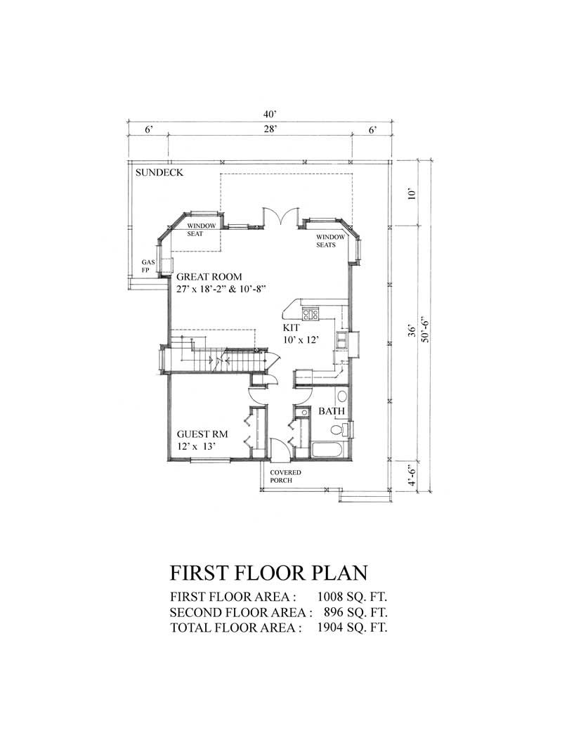 Floor Plan First Story of Log Cabin Plan #160-1014