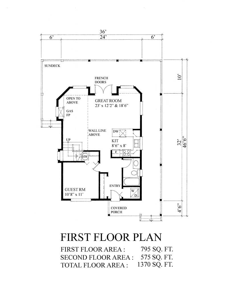 Main Level of Log Cabin Plan #160-1015