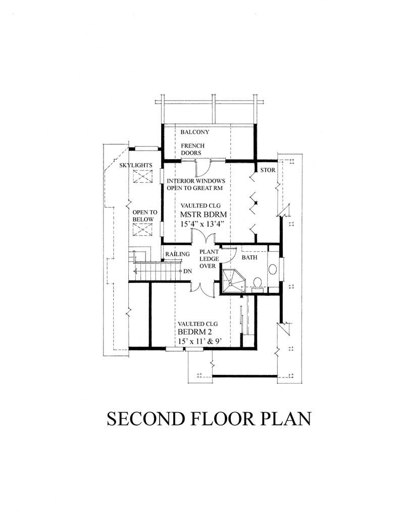 Upper Level of Log Cabin Plan #160-1015
