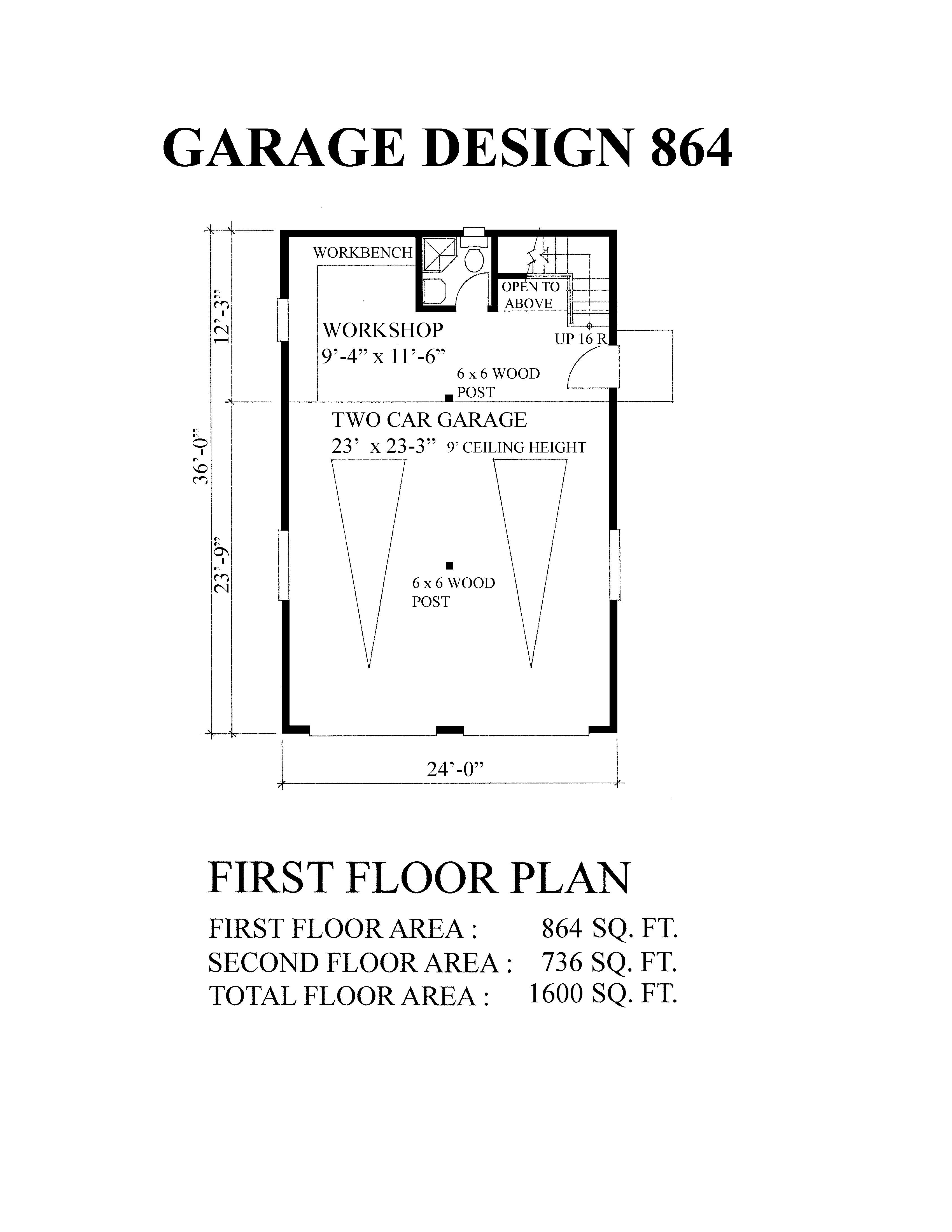Floor Plan First Story of Garage Plan #160-1016