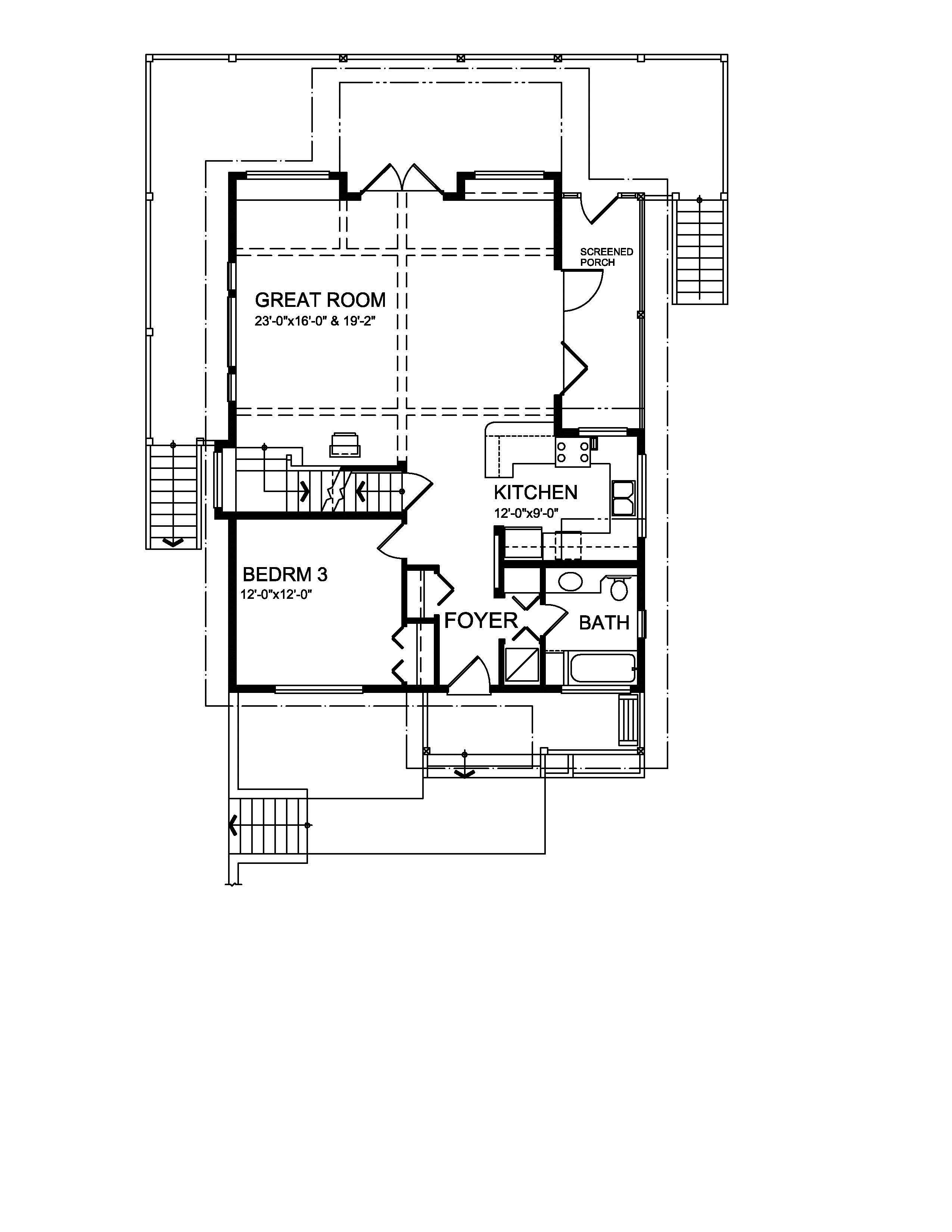 Floor Plan First Story of Craftsman Plan #160-1018