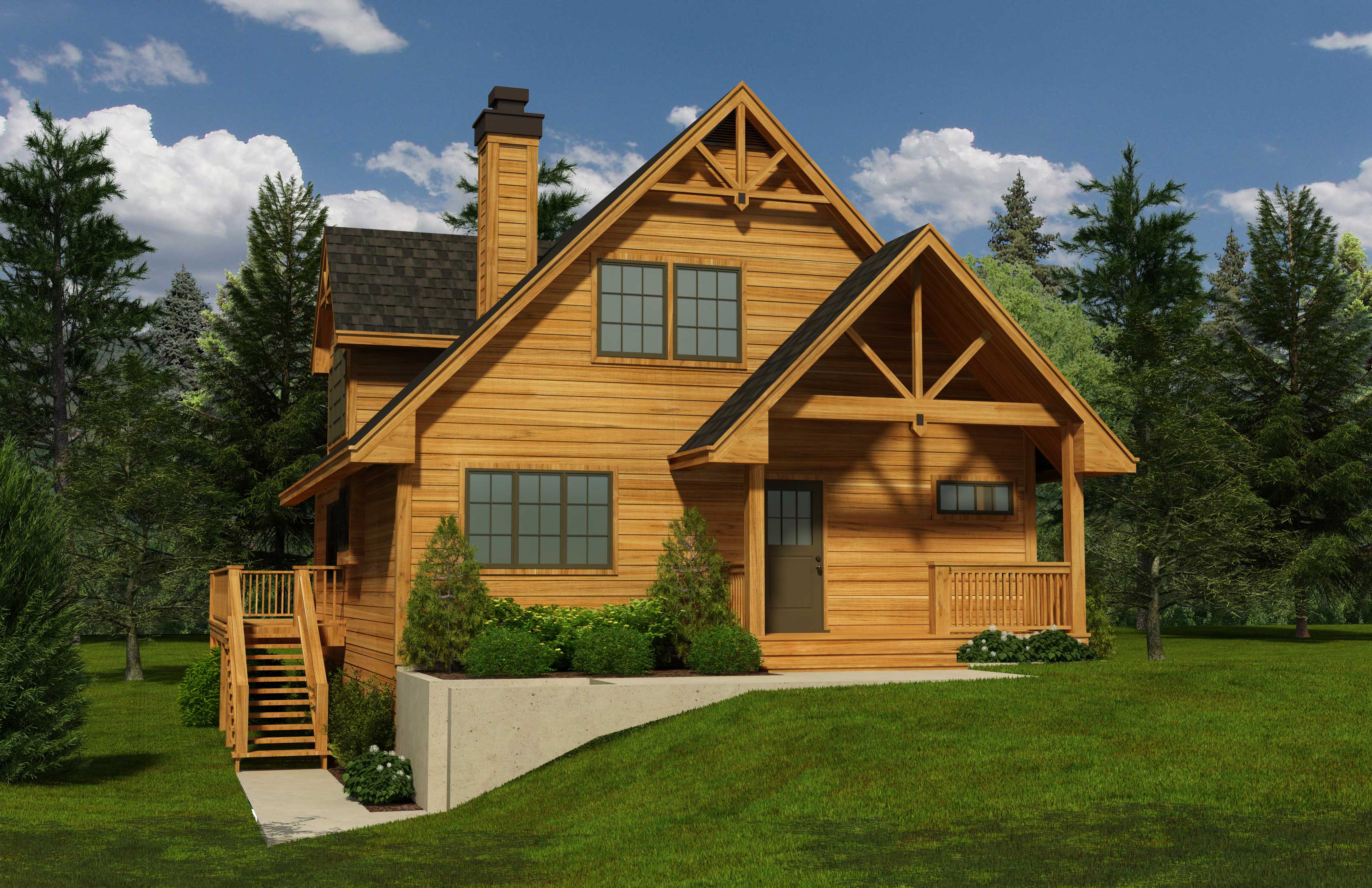 This is a computerized rendering of these log cabin house plans.