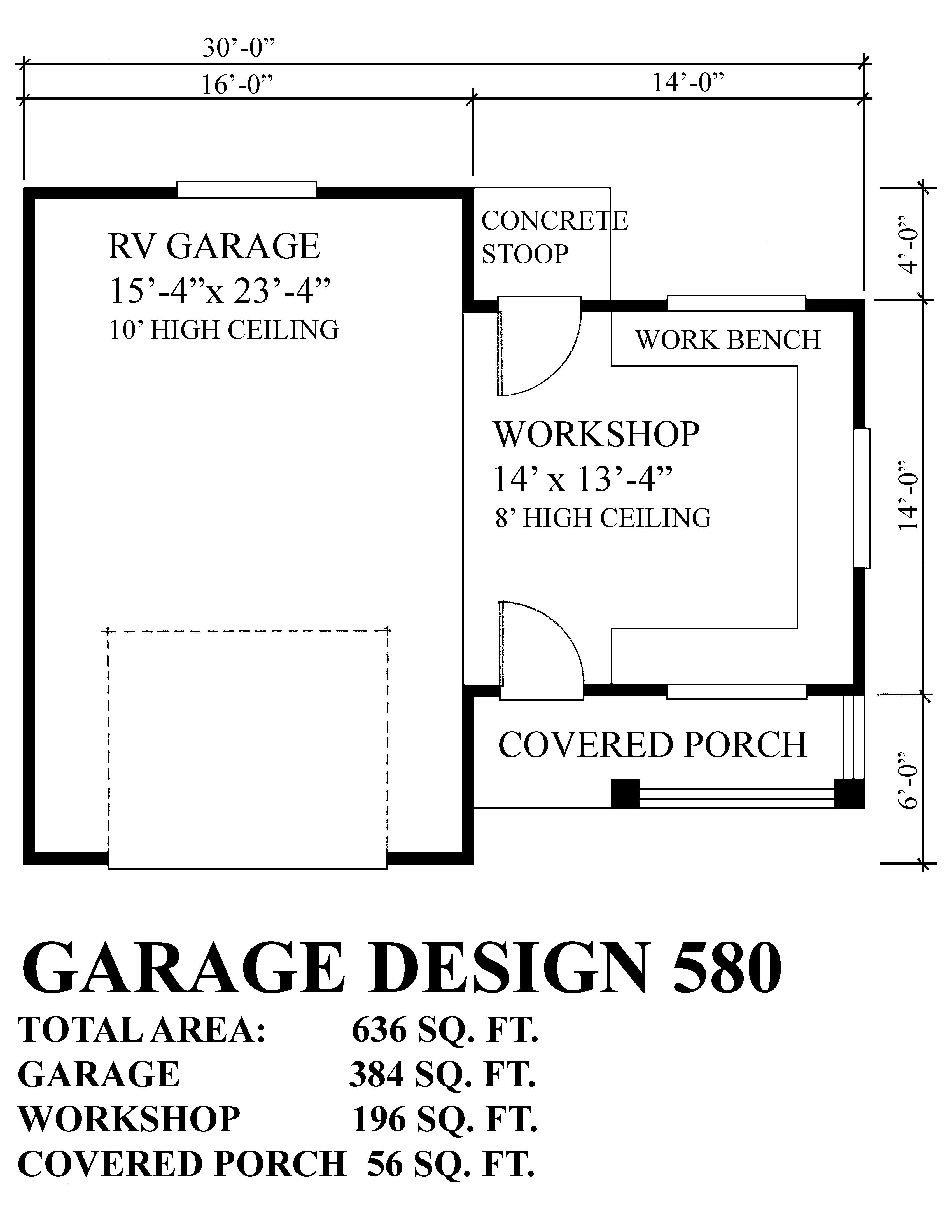 Floor Plan First Story of Garage Plan #160-1019