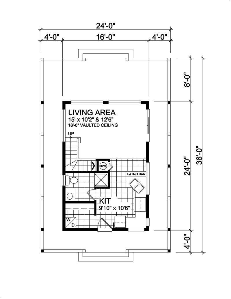 Floor Plan First Story of Small House Plans #160-1020