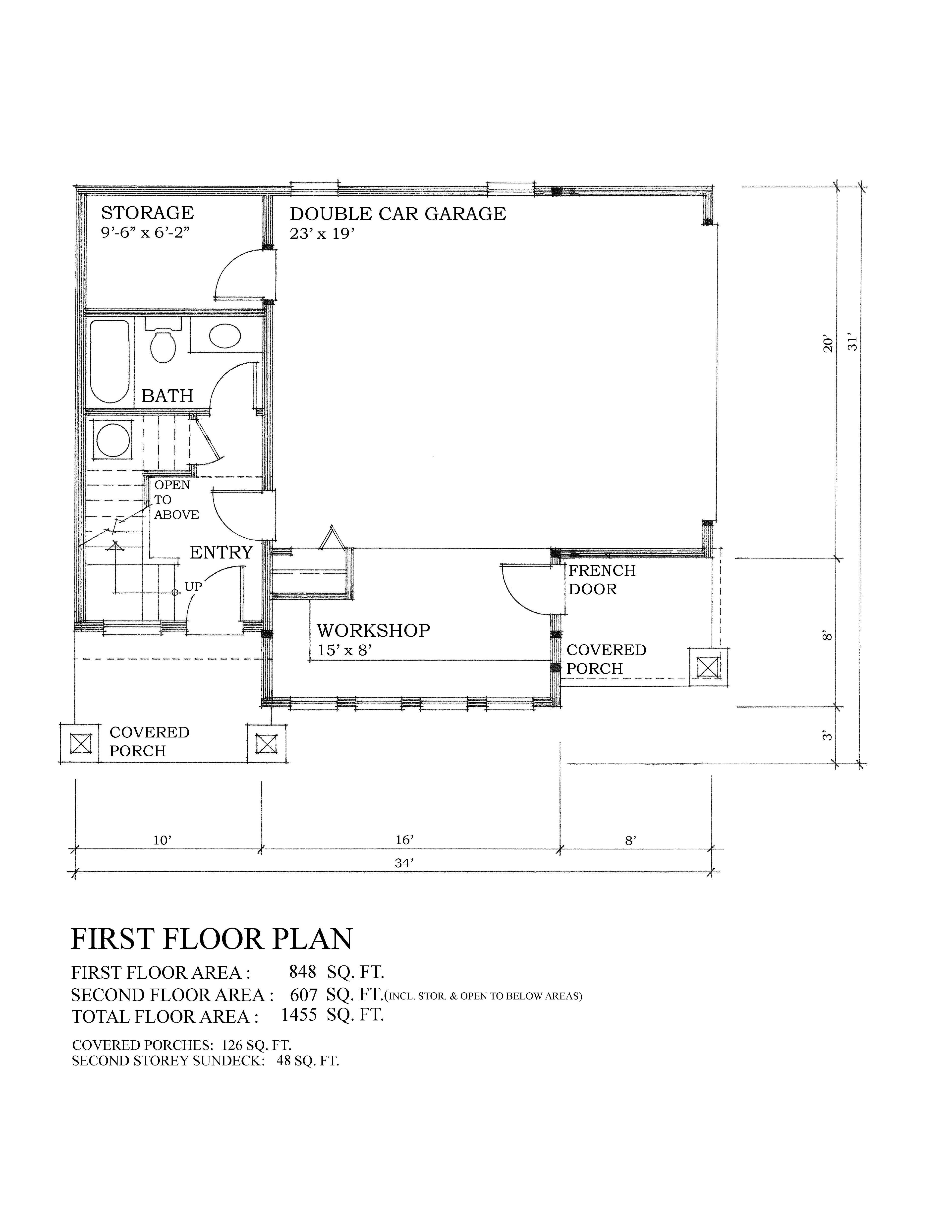 Floor Plan First Story of Garage Plan #160-1021