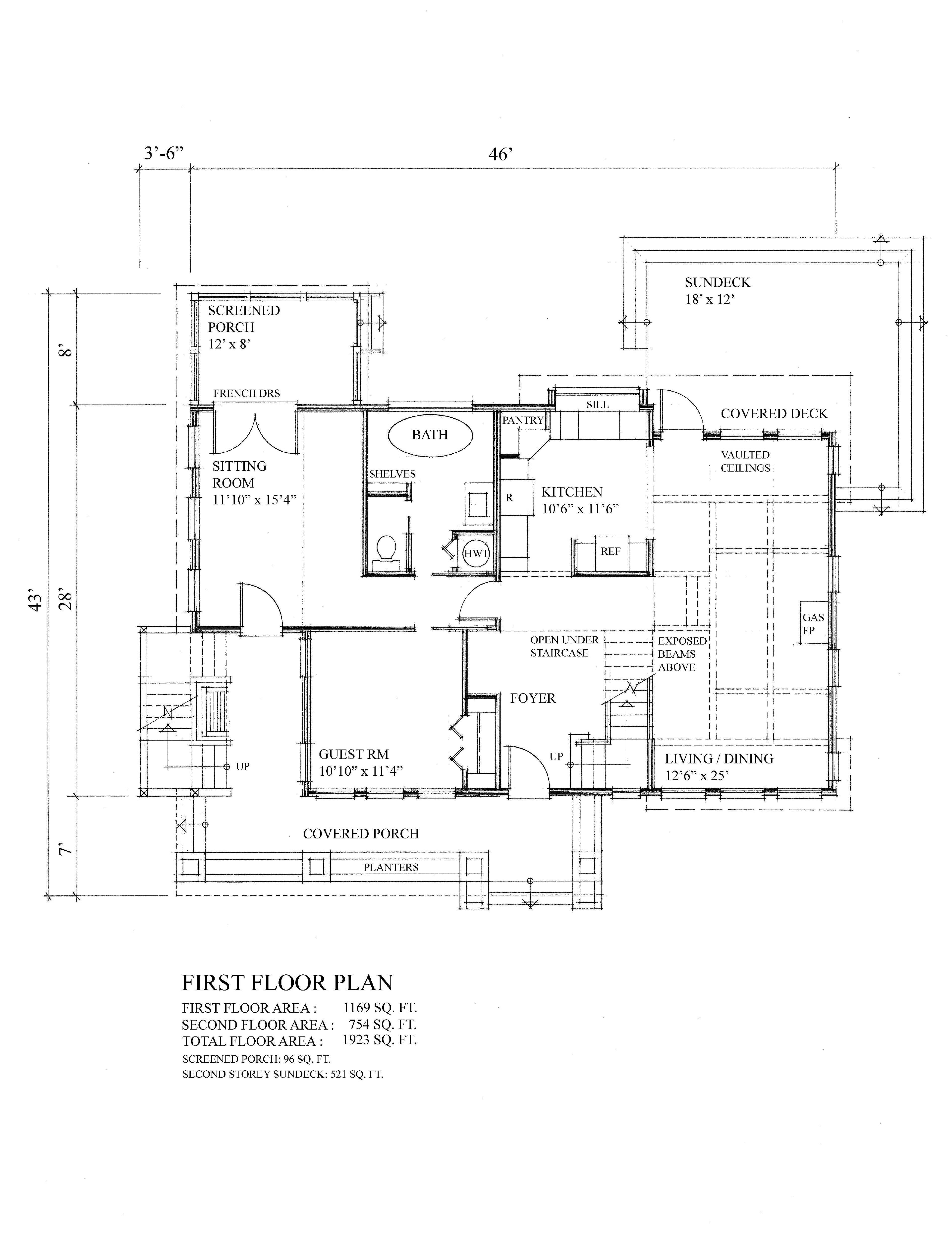 Floor Plan First Story of Country Plan #160-1022