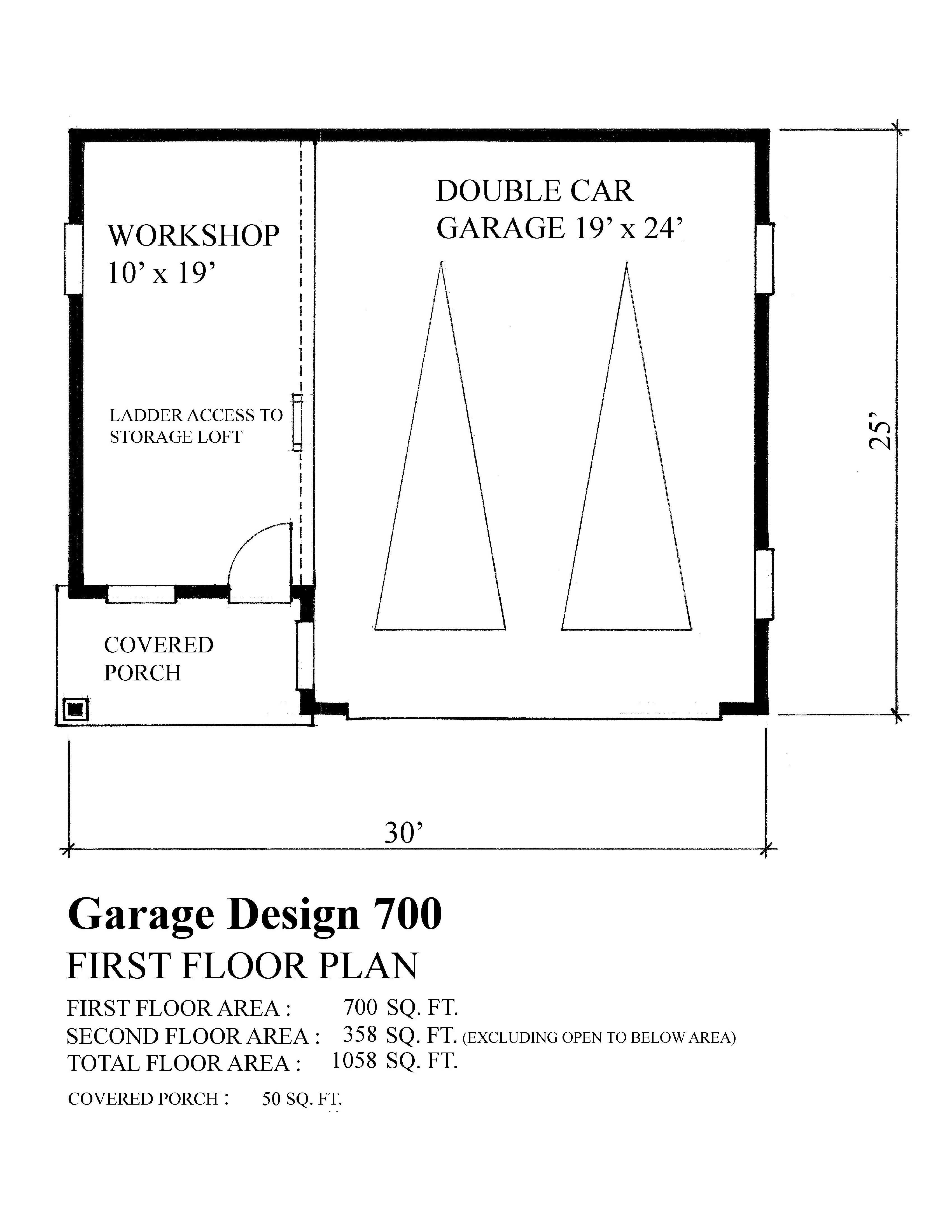 Floor Plan First Story of Garage w/Apartments Plan #160-1023