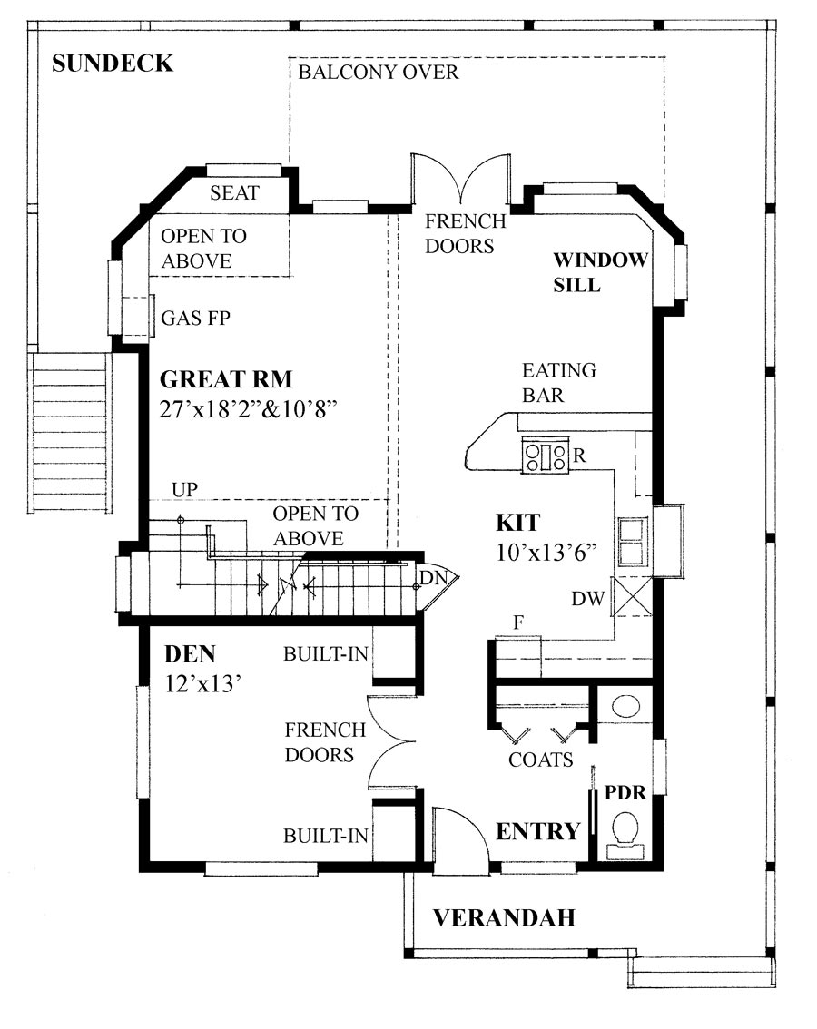 Floor Plan First Story of Vacation Homes Plan #160-1025