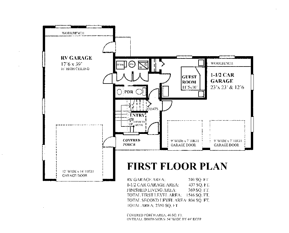 Floor Plan First Story of Garage w/Apartments Plan #160-1026