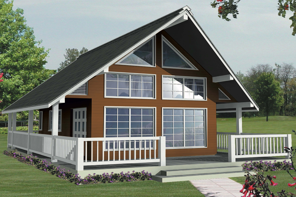 Front elevation of Contemporary home (ThePlanCollection: House Plan #160-1027)