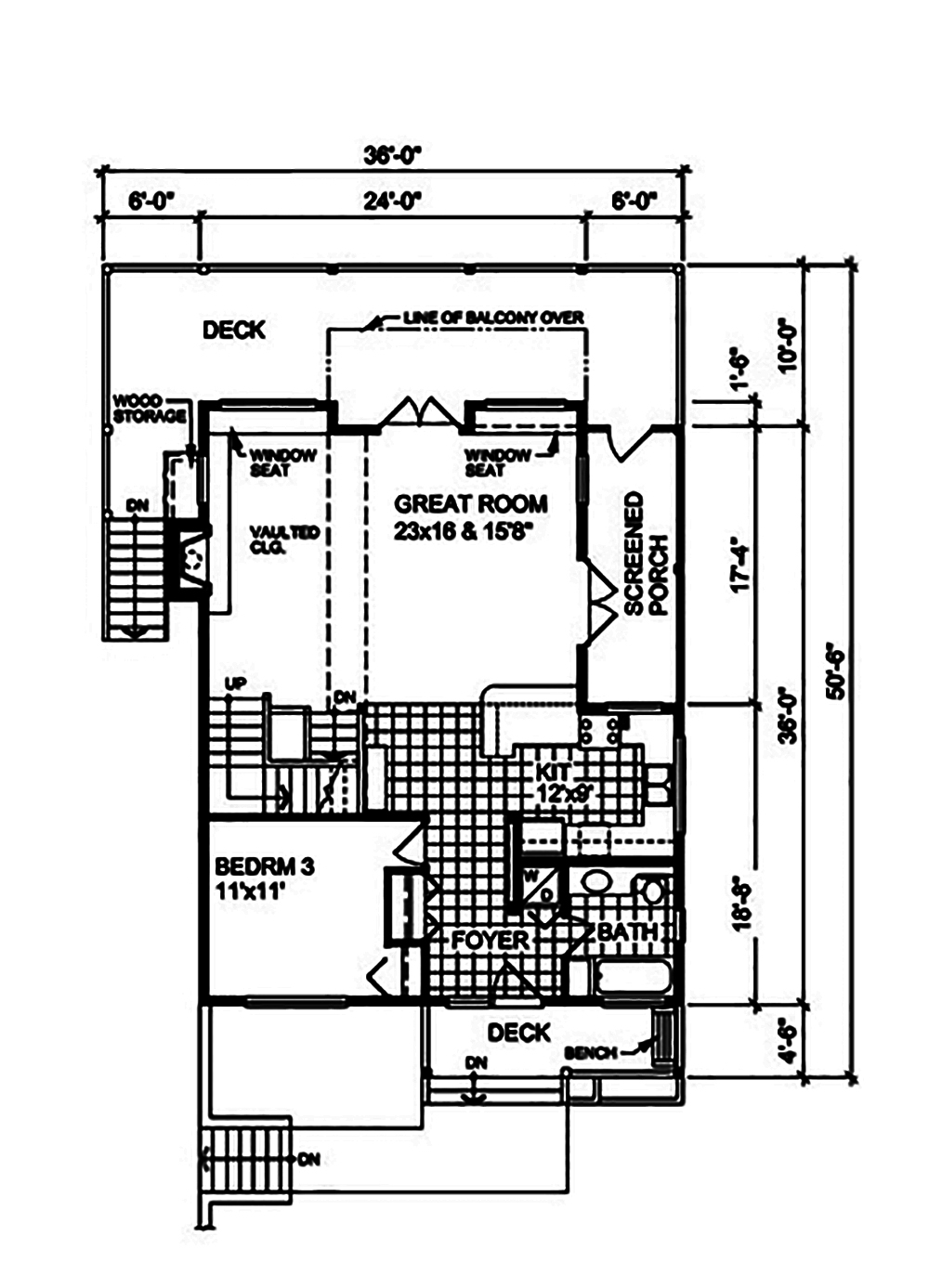 Floor Plan First Story of Cottage Plan #160-1029