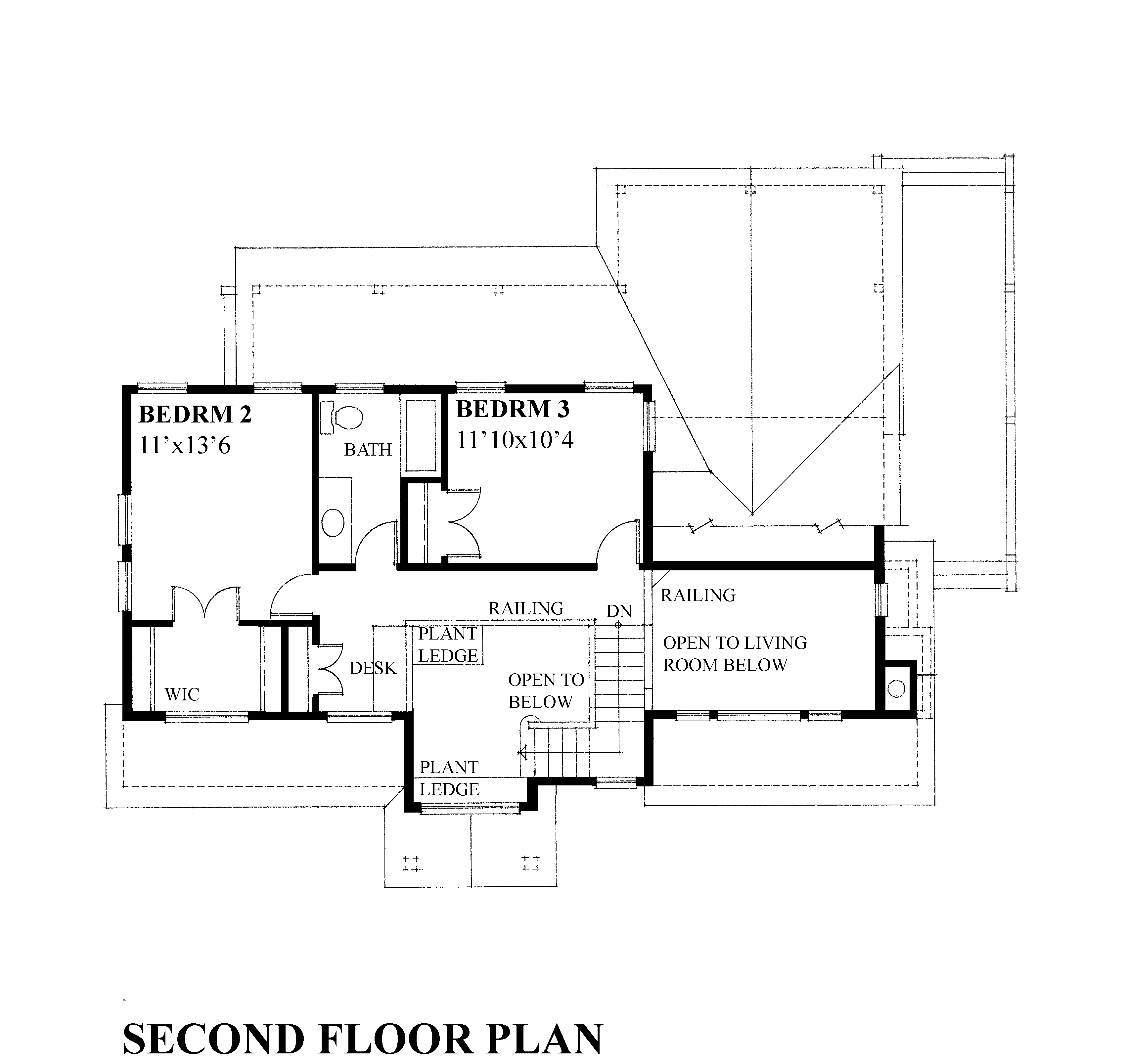 Floor Plan Second Story of Contemporary Plan #160-1030