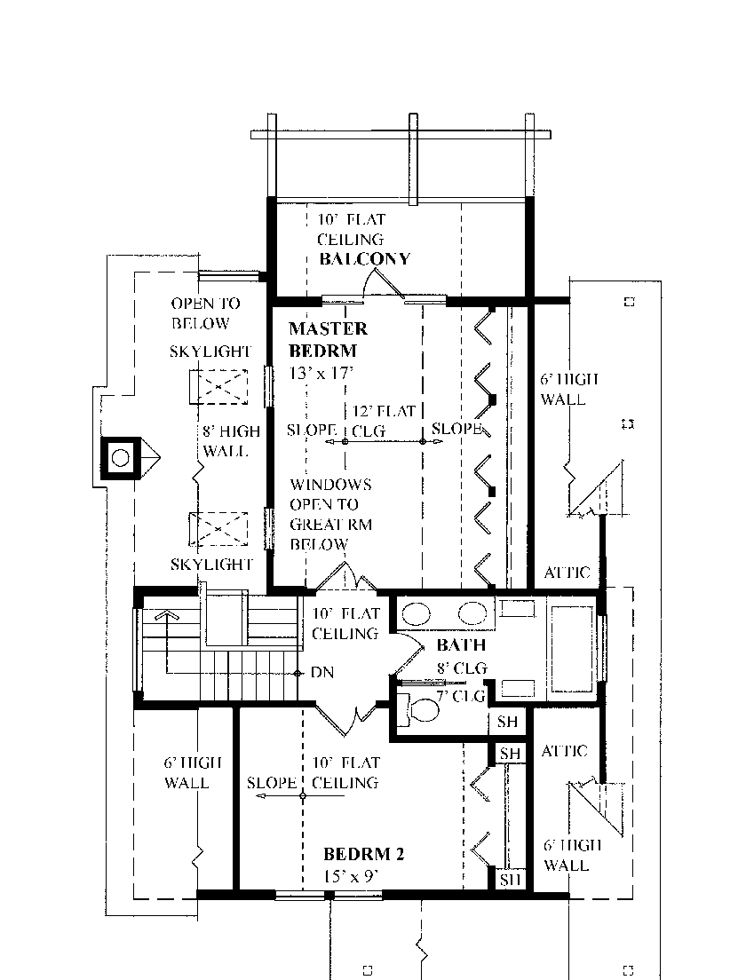 Floor Plan Second Story of Contemporary Plan #160-1031