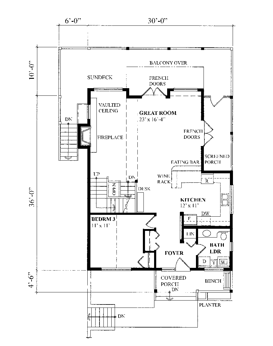 Floor Plan First Story of Contemporary Plan #160-1031